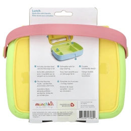 Munchkin, Lunch ™, Bento Box с посудой, для детей старше 18 месяцев, желтый, набор из 3 предметов