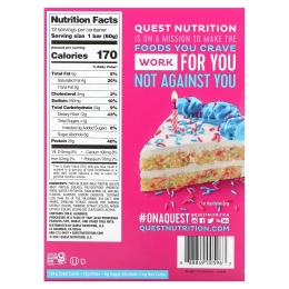 Quest Nutrition, протеиновый батончик, со вкусом праздничного торта, 12 батончиков, 60 г (2,12 унции) каждый