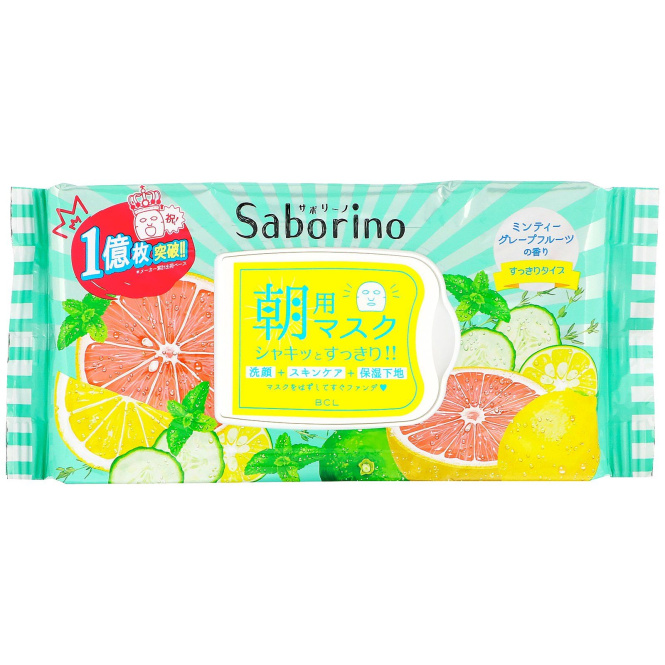 Saborino, Тканевая утренняя маска для свежести лица, 32 шт., 306 мл
