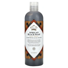 Nubian Heritage, Африканских черное мыло, средство для мытья тела, детоксификация и балансировка, 13 жидких унций (384 мл)