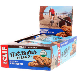 Clif Bar, Энергетический батончик с органическим ореховым маслом, Миндальное масло и черника, 12 энергетических батончиков, 1,76 унц. (50 г) каждый