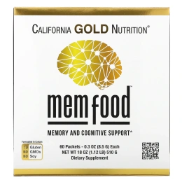 California Gold Nutrition, MEM Food, для поддержки памяти и когнитивных функций, 60 пакетиков по 8,5 г (0,3 унции) каждый