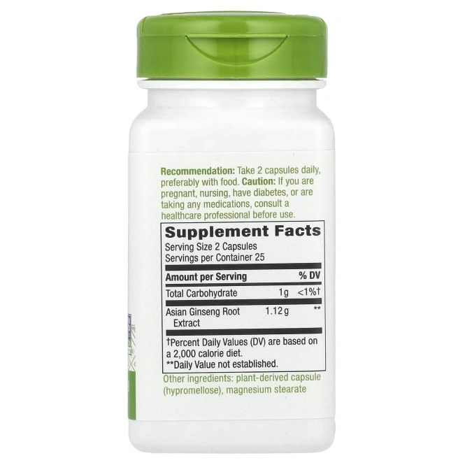 Nature's Way, женьшень азиатский, 1120 мг, 50 веганских капсул