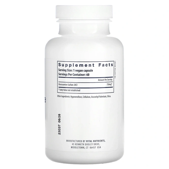 Vital Nutrients, Веганский сульфат глюкозамина, 120 веганских капсул