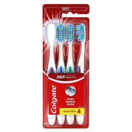 Colgate, Optic White 360, мягкие зубные щетки, 4 зубные щетки