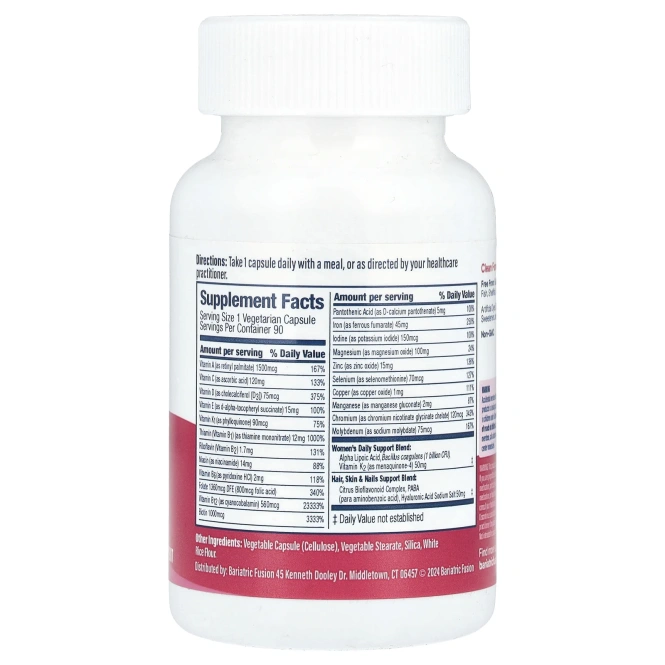 Bariatric Fusion, Мультивитамины с железом для женщин, 90 капсул