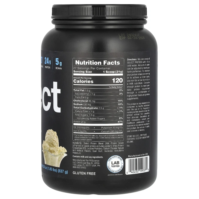 PEScience, Select Protein, изысканная ваниль, 837 г (1,85 фунта)