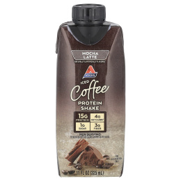 Atkins, Кофе со льдом, протеиновый коктейль, латте с мокко, 4 коктейля, 325 мл (11 жидк. унц.)