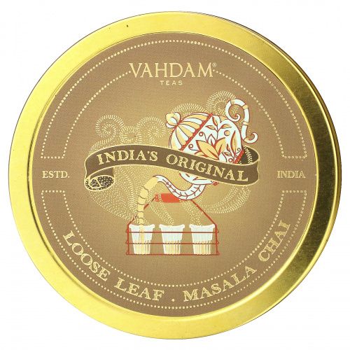 Vahdam Teas, рассыпной чай масала, оригинальный подарочный набор из Индии, 1 жестяная банка