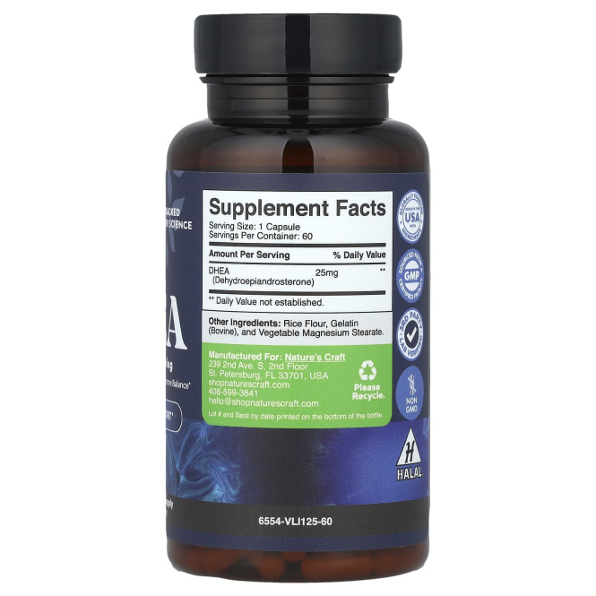 Nature's Craft, ДГЭА, 25 мг, 60 капсул