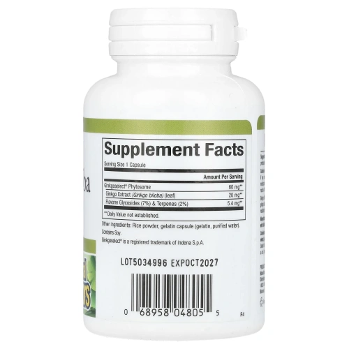 Natural Factors, Фитосомы гинкго двулопастного, 60 мг, 60 капсул