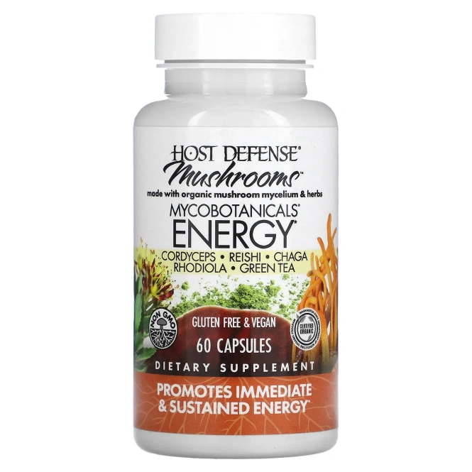 Host Defense, Host Defense Mushroom, MycoBotanicals, энергия, 60 капсул
