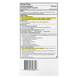 Alli, Орлистат, средство для снижения веса, стартовый пакет, 60 мг, 60 капсул