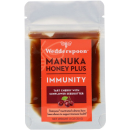 Wedderspoon, Manuka Honey Plus, Immunity, Tart Cherry with Sunflower Seedbutter, 5 Pouches, 1.1 oz (30 g) Each