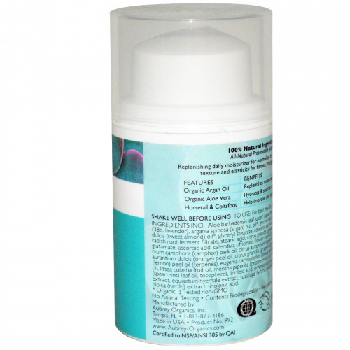 Aubrey Organics, Увлажняющее средство для ежедневного применения, для нормальной и сухой кожи, 1,7 жидкой унции (50 мл)