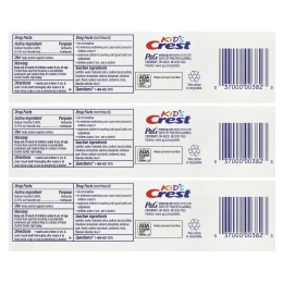 Crest, для детей, зубная паста против кариеса с фтором, с блестками, 3 шт. в упаковке, 130 г (4,6 унции)