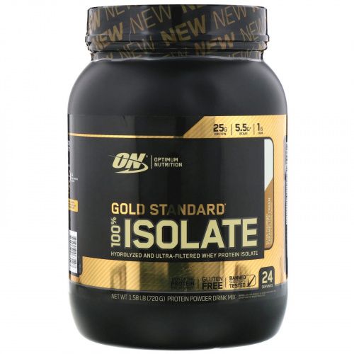 Optimum Nutrition, Gold Standard 100% Isolate, Slow Churned Caramel Ice Cream, 1.58 lb (720 g)