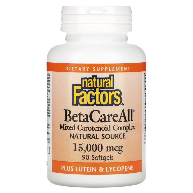 Natural Factors, BetaCareAll, 25 000 МЕ, 90 желатиновых капсул