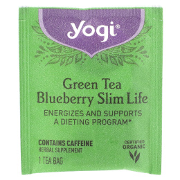 Yogi Tea, Slim Life, зеленый чай  с черникой, 16 чайных пакетиков, 32 г (1,12 унции)