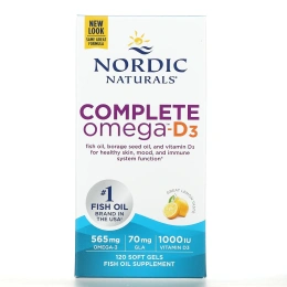 Nordic Naturals, Полный комплекс Омега-D3, лимон, 1000 мг, 120 капсул