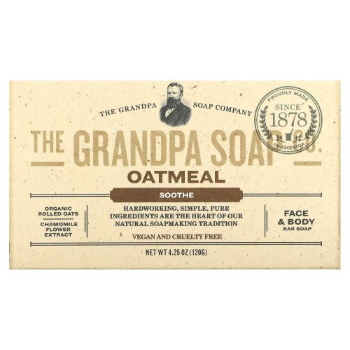 Grandpa's, Кусковое мыло для лица и для тела, успокаивающее, овсяное, 4,25 унции (120 г)