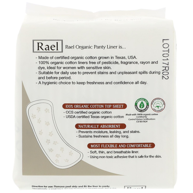 Rael, Органические ежедневные прокладки, Нормальные, 20 прокладок