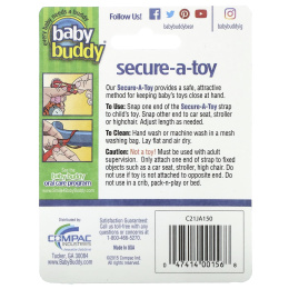 Baby Buddy, Secure-A-Toy, для детей от 4 месяцев, темно-синий и небесно-голубой, 2 полоски