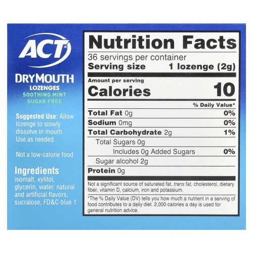 ACT, Dry Mouth Леденцы с успокаивающей мятой 36 шт