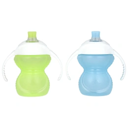 Munchkin, Click Lock ™, чашка для тренировок с защитой от прикусов, от 6 месяцев, светло-зеленый, голубой, 2 чашки по 207 мл (7 унций)