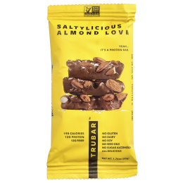 Trubar, протеиновый батончик на растительной основе, соленый миндаль, 12 батончиков по 50 г (1,76 унции)