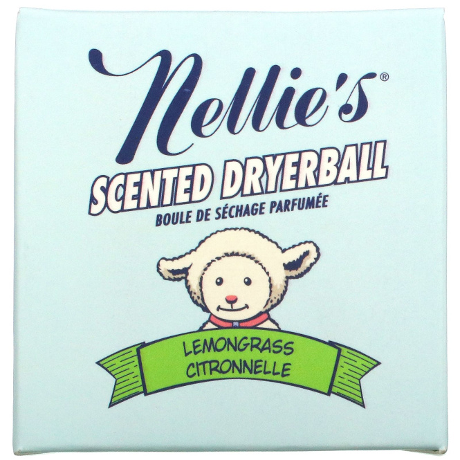 Nellie's, Scented Wool Dryerball, Lemongrass, 50 Loads