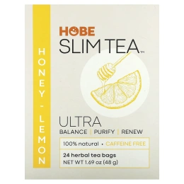 Hobe Labs, Ultra Slim Tea, мед и лимон, без кофеина, 24 травяных чайных пакетика, 48 г (1,69 унции)