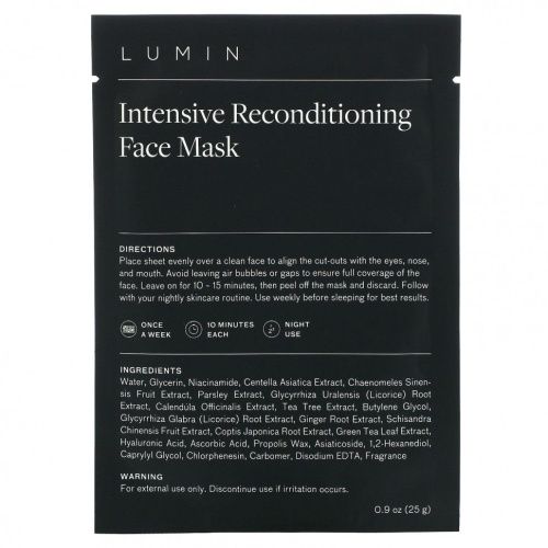 Lumin, Восстанавливающая маска для лица, 5 одноразовых масок, 25 г (0,9 унции)