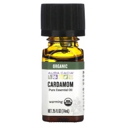 Aura Cacia, Чистое эфирное масло, органический кардамон, 7,4 мл (0,25 жидк. унц.)