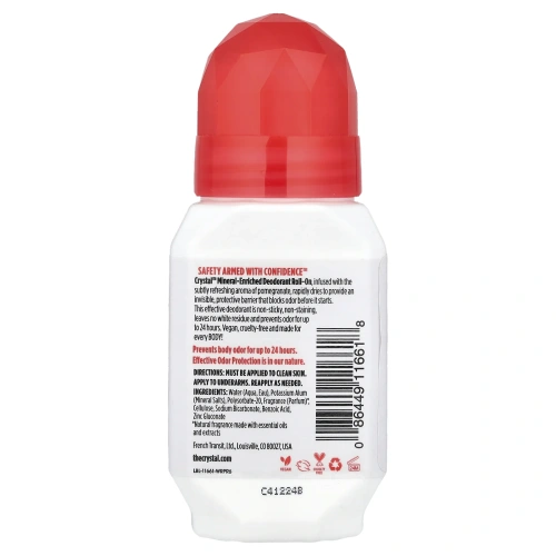 Crystal Body Deodorant, Натуральный роликовый дезодорант, гранат, 2,25 ж.унц. (66 мл)