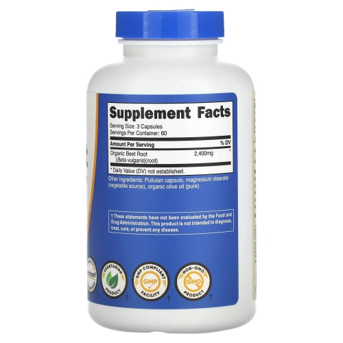 Nutricost, свекла, 2400 мг, 180 капсул (800 мг в 1 капсуле)