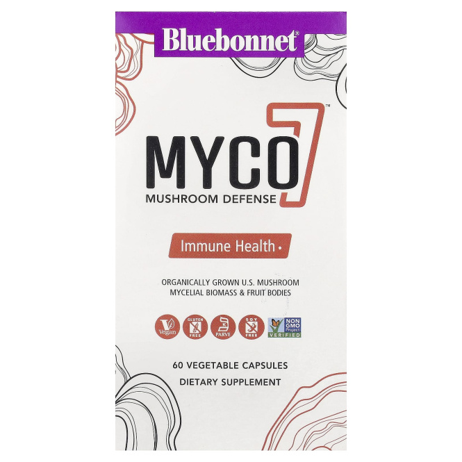 Bluebonnet Nutrition, Myco7™, защита грибов, 60 растительных капсул