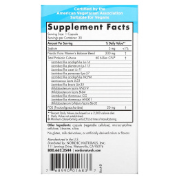 Nordic Naturals, Nordic Flora, пробиотик для женщин, 60 млрд КОЕ, 30 капсул