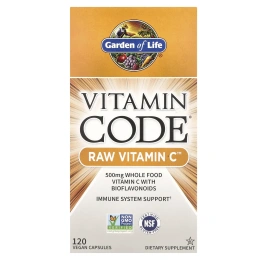 Витамин C Vitamin Code RAW Vitamin C Garden of Life, 120 капсул
