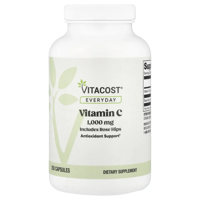Vitacost, витамин C, с шиповником, 250 капсул