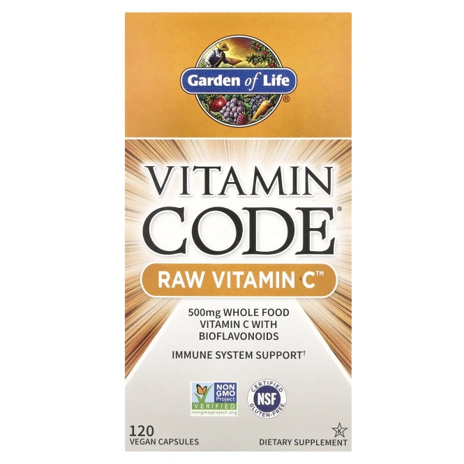 Витамин C Vitamin Code RAW Vitamin C Garden of Life, 120 капсул
