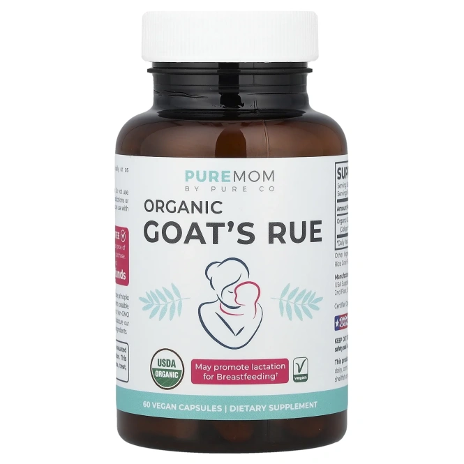 Pure Co., органическая козья рута, 60 веганских капсул (375 мг в 1 капсуле)