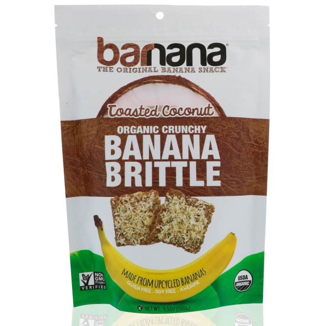 Barnana, Органические хрустящие банановые козинаки, жареный кокос, 100 г