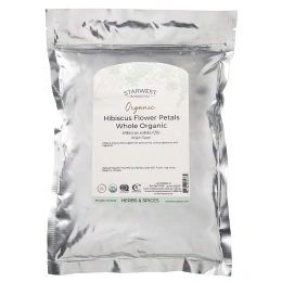 Starwest Botanicals, органические лепестки цветков гибискуса, цельные, 453,6 г (1 фунт)