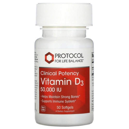 Protocol for Life Balance, Vitamin D3, Clinical Potency , 50000 МЕ, 50 Softgels