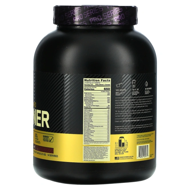 Optimum Nutrition, Pro Gainer, средство для набора веса (гейнер) с высоким содержанием протеина, двойной шоколад, 2310 г (5.09 lb)