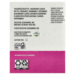 Celestial Seasonings, She-Well, травяной чай, листья малины, без кофеина, 16 чайных пакетиков, 21 г (0,75 унции)