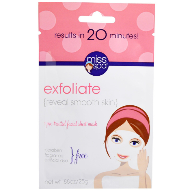 Miss Spa, Отшелушивайте, 1 предварительно обработанная салфетка для маски на лицо