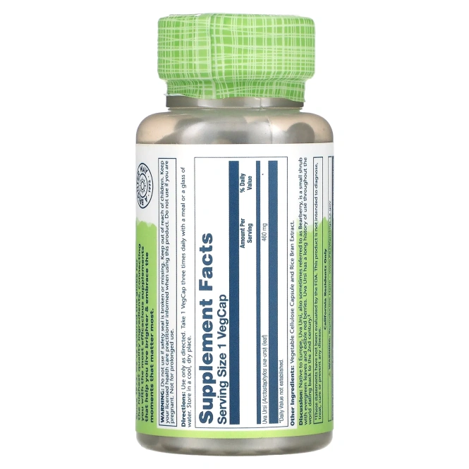 Solaray, толокнянка обыкновенная (Uva ursi), 460 мг, 100 вегетарианских капсул