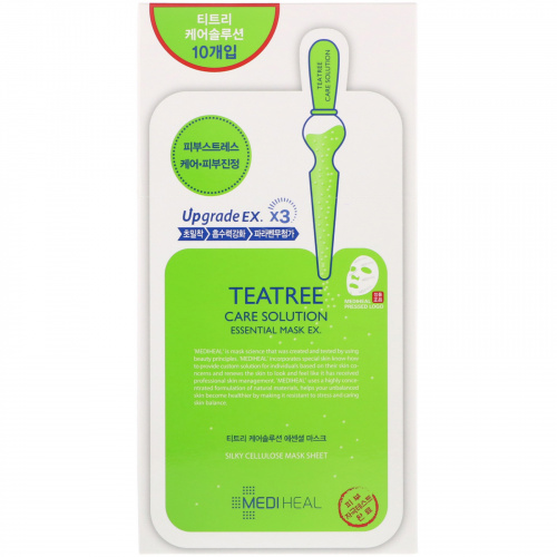 Mediheal, Teatree Care Solution Essential Mask EX, 10 Sheets, 24 ml Each